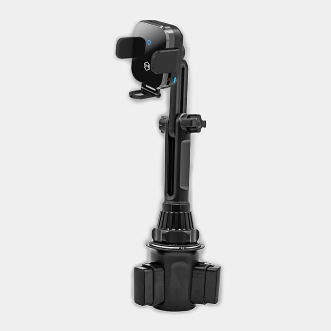 Fast Wireless Car Charger Cup Holder Phone Mount - Mini Grip Cradle Version 2.0,15W Qi Charging, Adjustable Stand, Fits iPhone 15, 14, 13, Samsung Galaxy Z Flip 3/4, S24, and More - Secure Auto-Grip