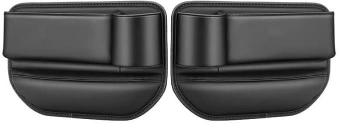 Custom Car Seat Gap Filler 2 Pack - Organizer with Logo/Text, Front Seat Leather Car Accessories for Women & Men, SUV & Truck Essentials (Black)