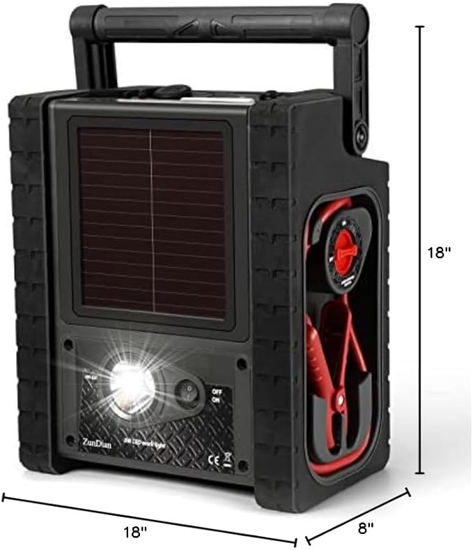 2000A Car Battery Jump Starter with Air Compressor 12V Battery Jumper Box Car Start Booster Up to 10L Gas/8L Diesel Engines with 400W AC Inverter, LED Light