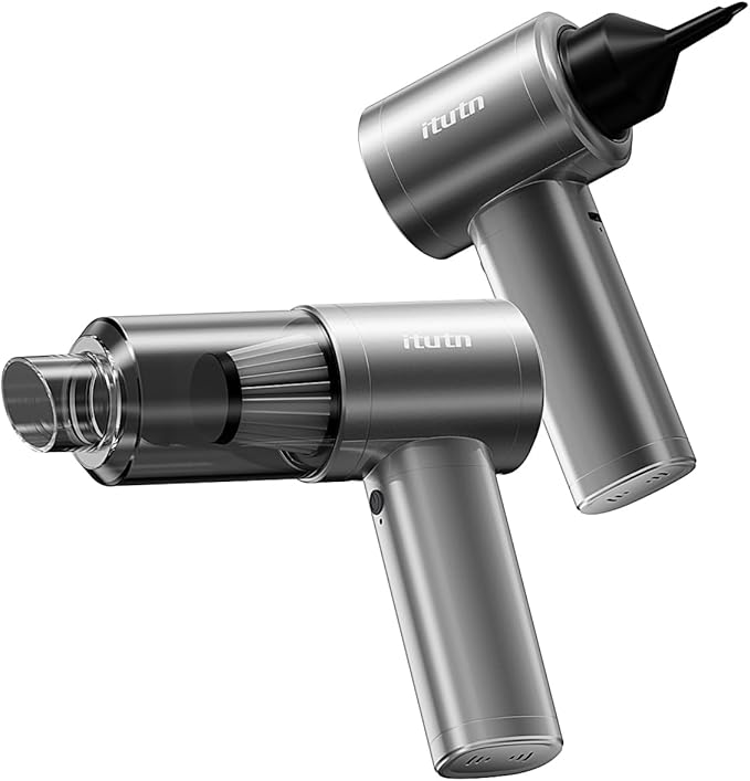 Mini Car Vacuum Portable Cordless with LED Light, 12000PA Powerful Suction, 80W High Power, One-Click Empty, Dual Hepa Filter, Car Vacuum Cleaner & Air Duster for Home, Desk, PC, Keyboard