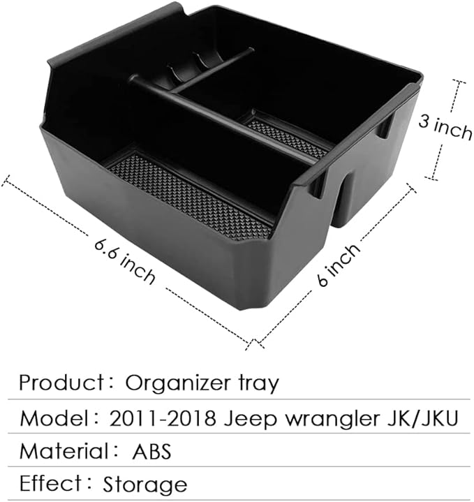 RESTBONE Center Console Organizer Tray Compatible with 2011 2012 2013 2014 2015 2016 2017 2018 Jeep Wrangler JK and JKU Accessories Armrest Storage Interior Box Tray