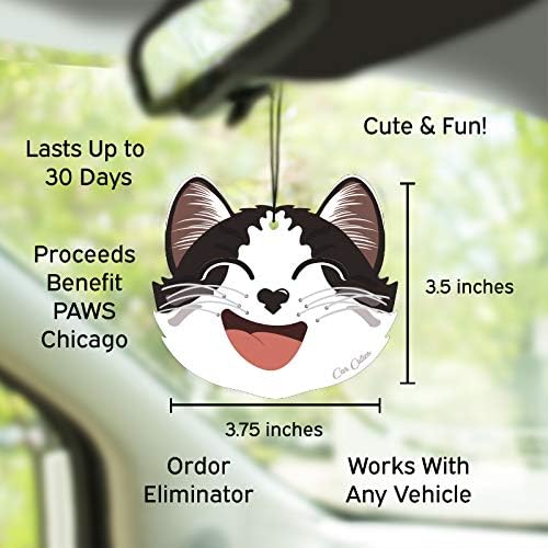 Cute CAT CAR AIR FRESHENER - Cute Cat Design, Long-Lasting Scent, Portion of Proceeds Benefit PAWS Chicago (Midnight Suede - Pack of 3)