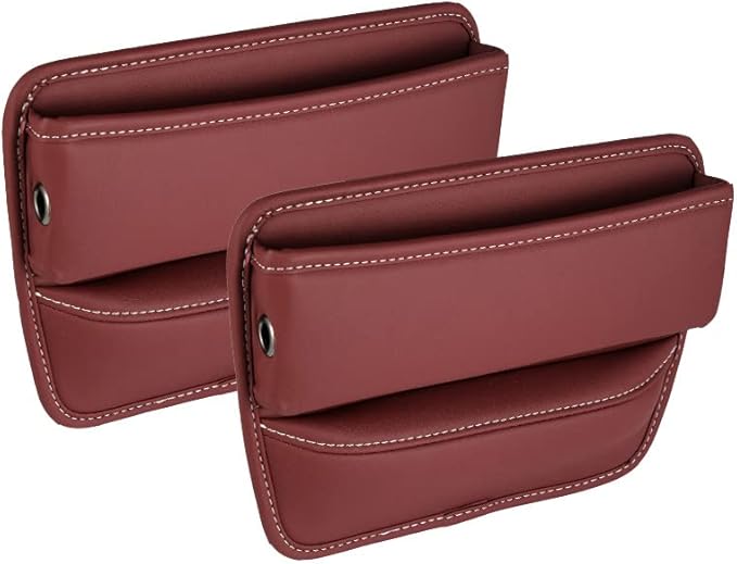 Riloer Car Organizers for Gap Leather Waterproof Car Seat Gap Fillers for Cars, Suvs, Trucks, Front Seat Gap Fillers for Phones, Keys, Cards, Glasses, Beige