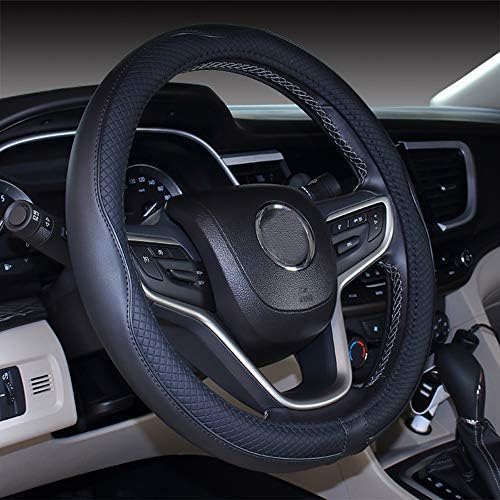 Mayco Bell Universal Standard Size Steering Wheel Cover Anti-Slip,Safety,Soft,Breathable,Durable,Full Surround,Comfortable Grip Microfiber Leather (14.5-15 inch,Black)