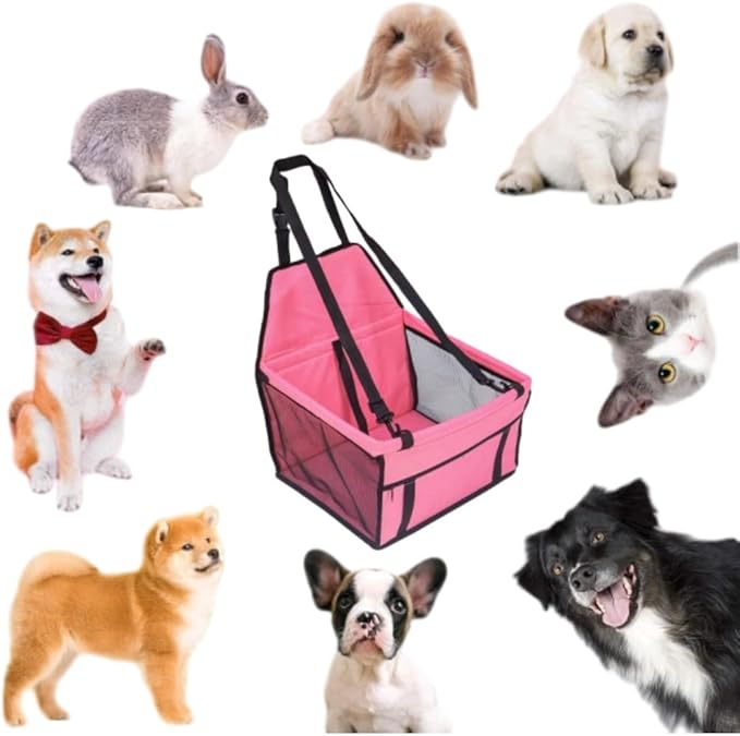 Small Dog Car Seat, Portable Foldable Breathable, Clip-On Safety Leash, Waterproof Oxford Travel Bag, Mesh Window for Pets Up to 15 lbs with 10PCS Pee Pads