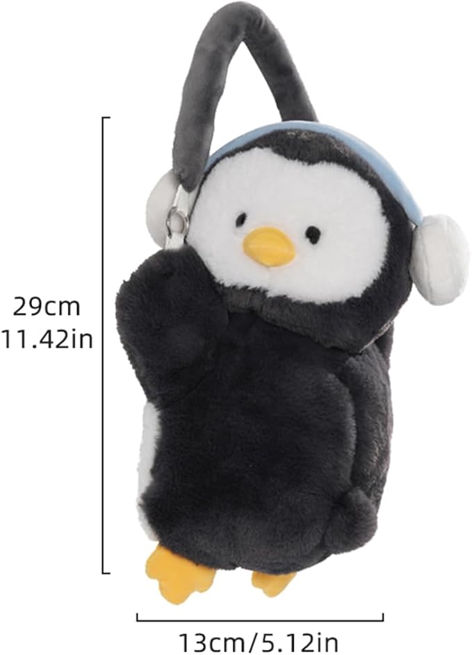 Tissue Box Cover Plush Tissue Box Holder for Car, Home, Decorative Holder/Organizer for Bathroom Vanity Countertop, Nightstands, Office Desk-Penguin