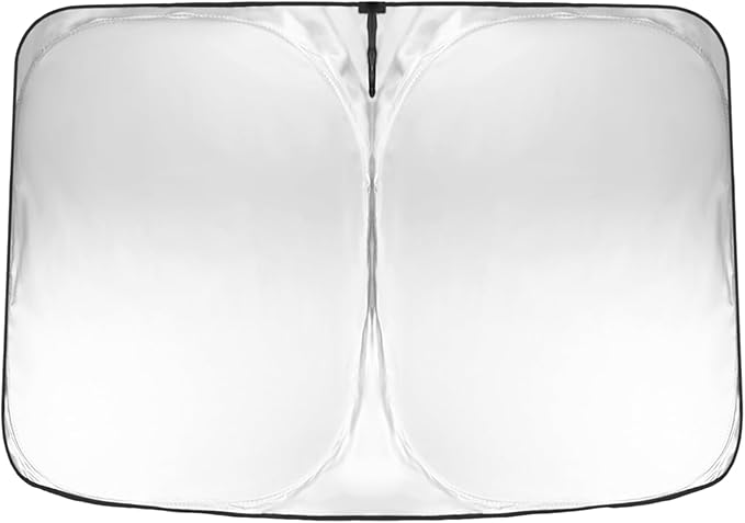 2026 Windshield Sun Shade for Tesla Model Y & Model 3 Lightweight Easy Foldable Car Windshield Sunshade - Sunlight and Dashboard Protection Accessories (Silver)