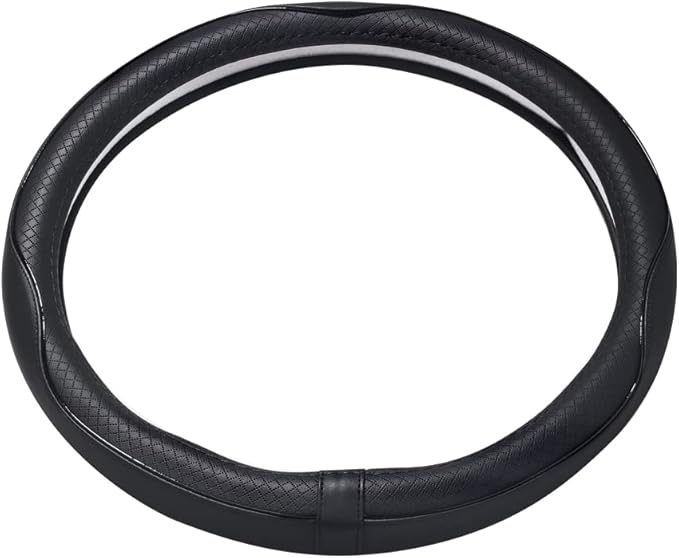 Car Steering Wheel Cover, Anti-Slip, Safety, Soft, Breathable, Heavy Duty, Thick, Full Surround, Sports Style (Black)