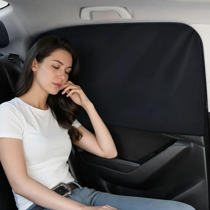 Car Side Window Sun Shades, Window Sunshades Privacy Curtains, 100% Block Light for Breastfeeding, Taking a nap, Changing Clothes, Camping (Full Sets 4pcs)
