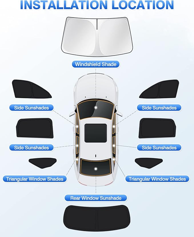 Canvcle Windshield Sun Shade for 2021-2025 2026 Kia Sorento Accessories Side Rear Window Shade Cover Sun Visor Privacy Protection Keep Vehicle Cool Black 8PCS