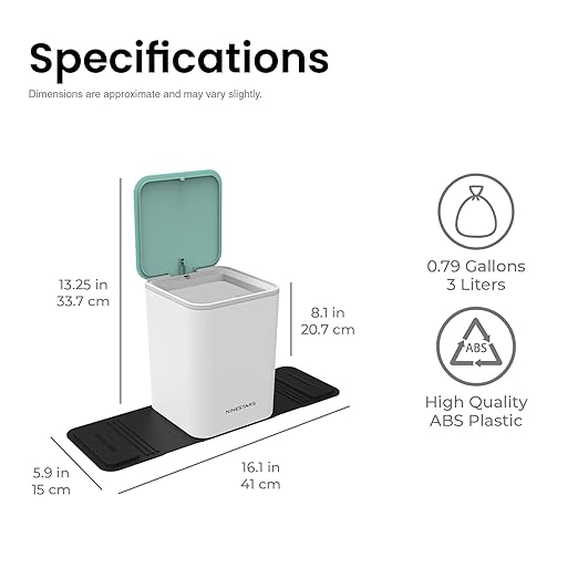 Ninestars Mini Car Trash Can with Press Lid, 3L / 0.79 Gallon Small Garbage Bin, Foldable Leak-Resistant Design with Weighted Non-Slip Base for Car Floor & Center Console (White & Green)