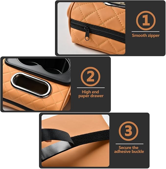 Car Armrest Cushion,5-in-1 Center Console Cover with 2 Storage Bags Cup Holder, Tissue Box Slot, Phone Slot for Sedans, Car Accessories Interior Organizers (coffee)