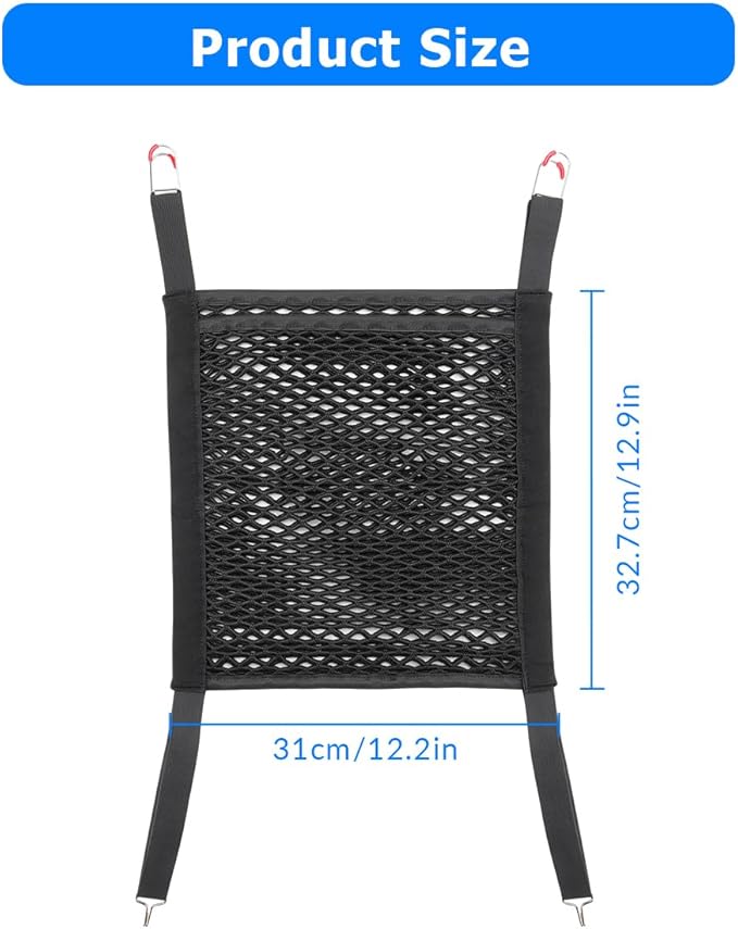 MARCHFA Car Mesh Organizer Car Barrier for Dogs Console Storage Net for Tissue Purse Bag Seat Back Organizer Net (Black) (for Split Seats)