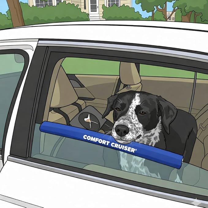 Comfort Cruiser Dog Window Bumper Cushion – 2 Pack, 18” Long, Cut to Fit – Car Window Protector for Dogs Neck & Chin – No Tools Required – Car Dog Products by Dog Bed King