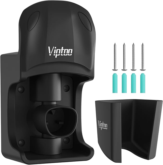 VIPTOO Tesla Charger Wall Mount Holder, Charging Cable Organizer with 180° Rotation for Model 3/Y/S/X, Unique Sports Car Design
