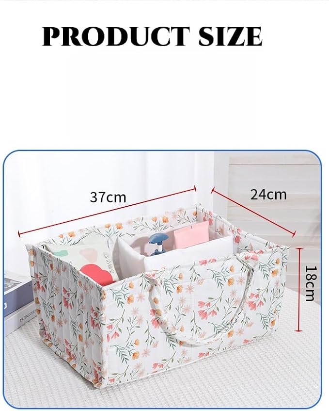 Diaper Caddy Organizer,Cute Floral Nursery Storage Basket,Soft Portable Changing Table Car Caddy Organizer Gift (Floral C)