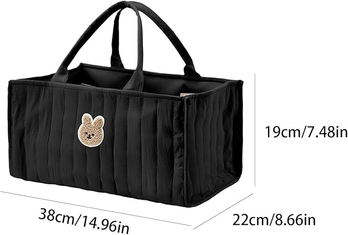 Diaper Caddy Organizer,Cute Floral Nursery Storage Basket,Soft Portable Changing Table Car Caddy Organizer Gift (Bear A)