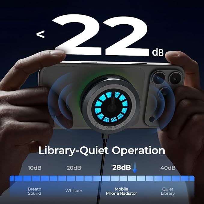 Qi2.2 Wireless Charger【25W Fast Charging+Instant Cooling】,Magnetic Charger Pad with Cooling Fan,LED Light Phone Holder Fast Charging Compatible with iphone17/16/15/14/13/12 Series