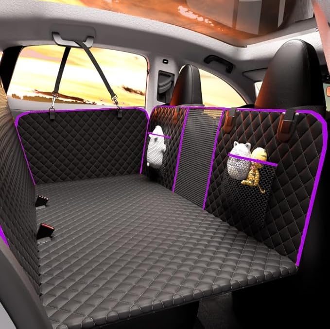 Chilino Back Seat Extender for Dogs,Holds 420lbs,Waterproof Dog Car Seat Cover for Back Seat with Hard Bottom,2025 Upgraded Material Dog Hammock (Purple)