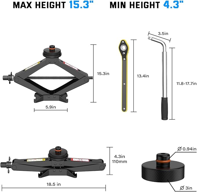 Car Jack for Tesla, 2.5 Ton Car Scissor Jack Kit for Tesla Model Y Model 3/S/X, Tire Changing Kit with 2 Tesla Specific Jack Pads