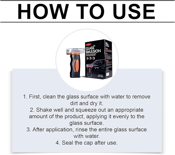 Glass Oil Film Remover for Car,Glass Emulsion Cleaner, Handheld Car Glass Cleaner Oil Film Cleaning Brush,Removes Oil Film & Smudges, Improve Windshield Clarity for Safe Driving(1Pcs)