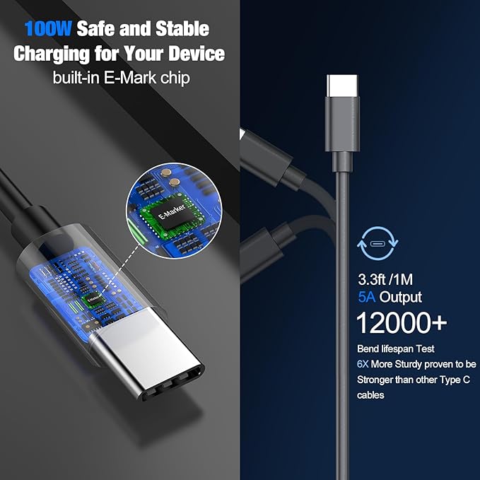 140W USB C Car Charger, Super Fast Charging for iPhone 17 Pro Max/16/MacBook Pro/Air/Samsung S26, Drone, Laptop, Starlink Mini, PD3.1 & PPS 45W Type C Cigarette Lighter Adapter with 100W E-Mark Cord