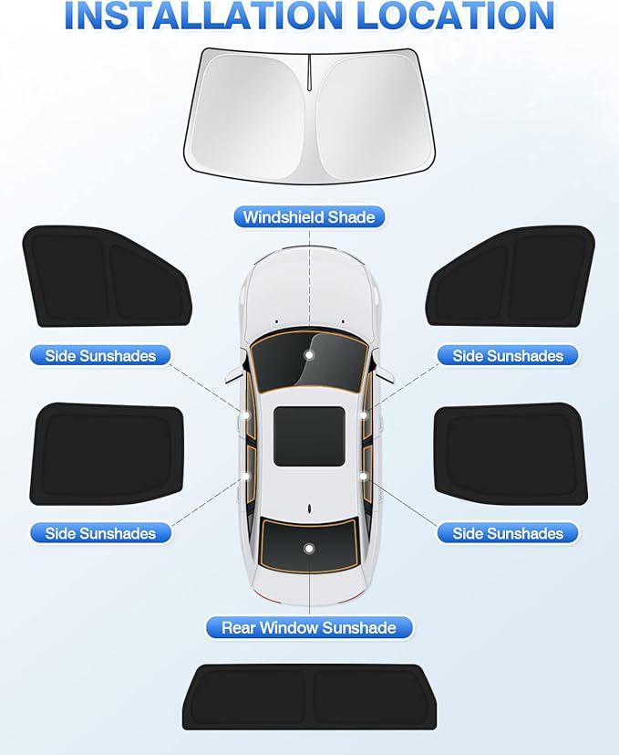 Canvcle Windshield Sun Shade for 2022-2025 2026 Toyota Tundra Sunshade Side Rear Window Shade Cover Sun Visor Shield Privacy Protection Keep Vehicle Cool Black 6PCS