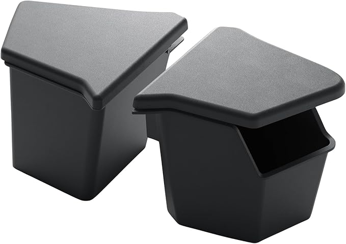 LUCKEASY Rear Trunk Storage Bins Fit for Tesla Model Y Juniper 2025 2026 Trunk Side Storage Box with Lids Rear Cargo Garbage Bins for Model Y Juniper 2026 Accessories Black TPE