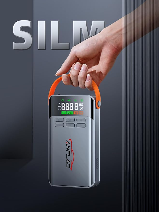 8-in-1 Car Jump Starter with Air Compressor β 5500A Peak, 150PSI Tire Inflator, 12V Portable Power Bank, LCD Display, and LED Flashlight for All Gas & 12.0L Diesel Engines