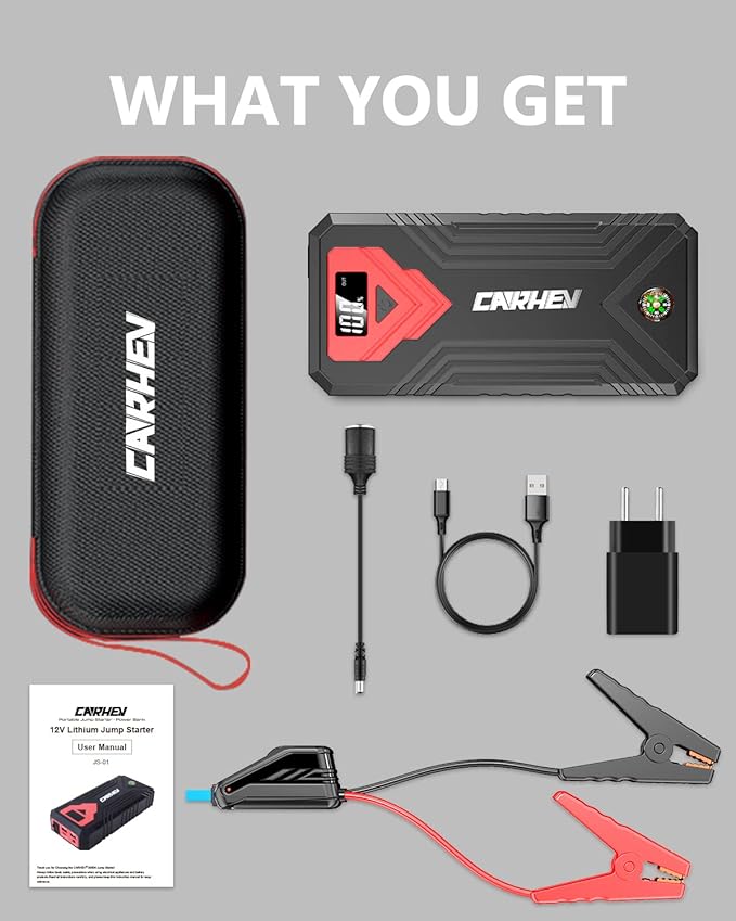 3000A Jump Starter, 24000mAh Car Battery Jump Starter (up to 8.0L Gas and 8.0L Diesel Engine) Battery Jumper Starter Portable, 12V Car Jumper Starter Portable with LED Light and USB QC 3.0