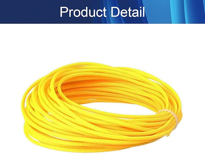 Aicosineg 32.81ft PET Flexible Braided Cable Sleeve 0.12inch Width Wire Loom Sleeving and Organizer Flexible Wire Mesh Sleeve Wrap Protector for TV Audio PC Cords from Pets Chewing Yellow