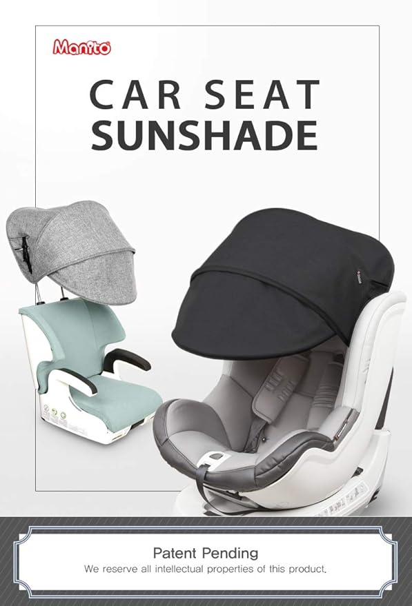 Manito Sun Shade Extender/Auxiliary Canopy for Car Seat (Black Grey)