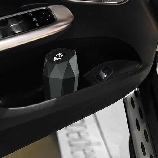 Car Trash Can with Lid,Mini Diamond Design Automatic Portable Trash Can,Used in Car Home, Office, Kitchen, Bedroom (1, Grey)