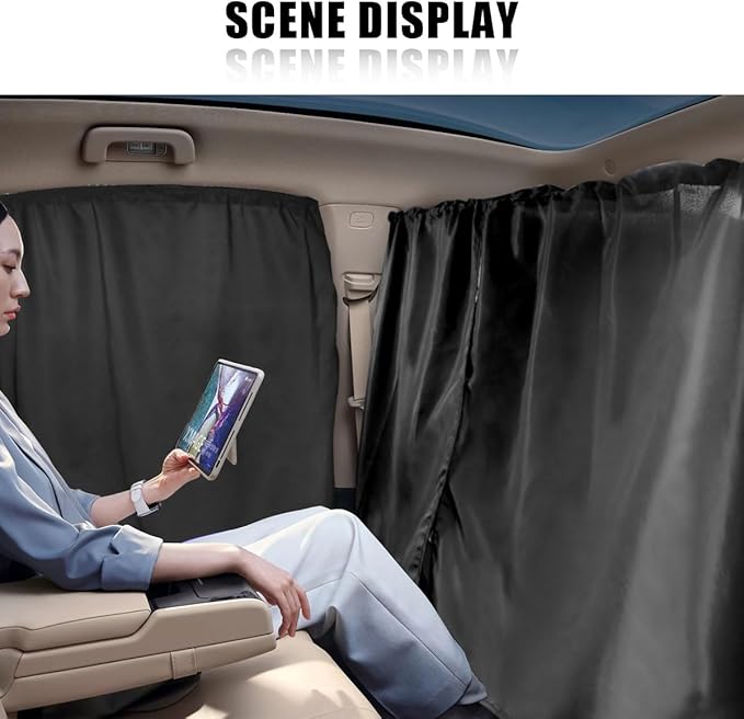 Car Window Shades, UV Protection Privacy Sunshade Covers, Removable Divider Curtains & Side Window Shades, Universal Car Interior Accessories for Sleeping Traveling Camping (3PCS)