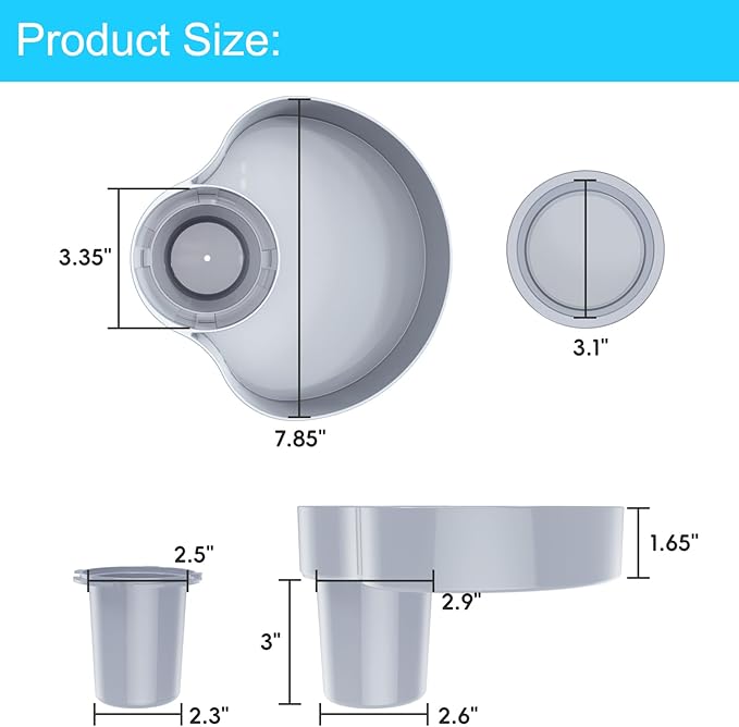 2PCS Car Seat Snack Tray for Kids: Kids Car Tray with Cup Holder, Toddlers Road Trip Essential, Travel Snacks Food Plate for Stroller, Snack Tray with a Cup Holder (Sky Blue&Gray)