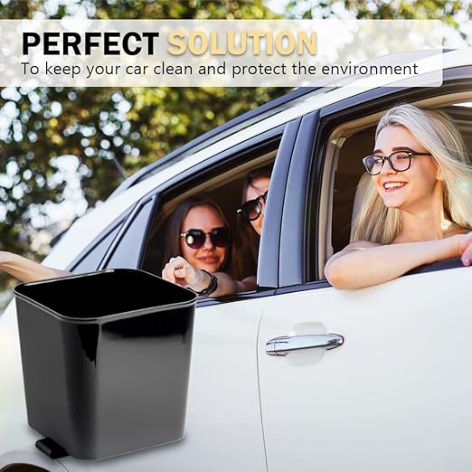 Car Trash Can Waterproof Vehicle Garbage Bin, Leakproof Anti Slip Floor Mat Clip Trash Bag Holder for Car, Truck, SUV, Van Portable Auto Trash Container with Stability Clips (Black, Large)