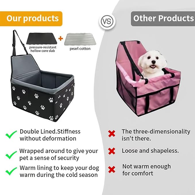 Pet Dog Car Seats for Small Dogs Under 20lbs, Foldable Travel Dog Car Seat Reduces Anxiety & Road Trips – Stable Frame, Soft Cushion, Fits Front/Back Seat