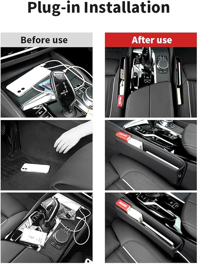 Car Seat Gap Filler Organizer for Kia EV9 2023-2025, Multifunctional Leather Seat Gap Storage Box for Phone,Keys,Sunglasses
