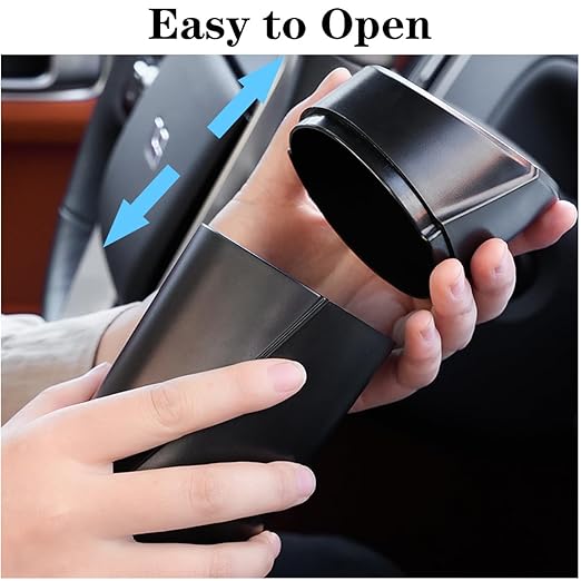 Car Trash Can Bin with Lid - Car Garbage Can Cup Holder - Black Mini Leakproof Vehicle Trash Garbage Can Bin with 20pcs Trash Bags-Car Organizers and Storage for Front Back Seat Accessories