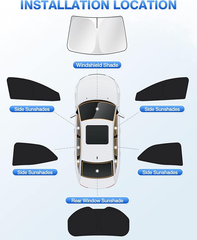 Canvcle Window Shades for 2020-2025 2026 Toyota Corolla Hatchback Accessories Windshield Sun Shade Side Rear Window Covers Sunshade Sun Shield Privacy Protection for Camping Black 6PCS(NOT for Sedan)