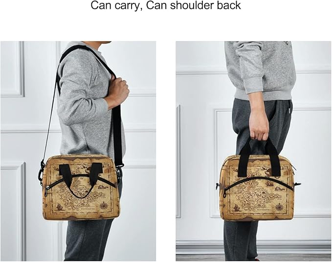 Lunch Bag for Kids Pirate Treasure Map Insulated Cooler Lunch Box Large Capacity Lunch Organizer for Boys Girls