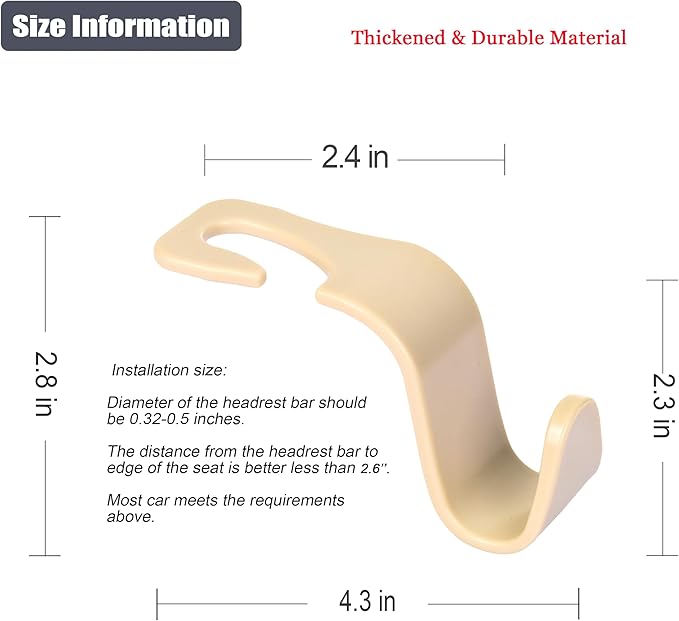 Amooca Car Seat Headrest Hook Cute Bowknot Vehicle Hanger Car Storage Organizer for Handbag Purse Coat Grocery Bag Beige Yellow