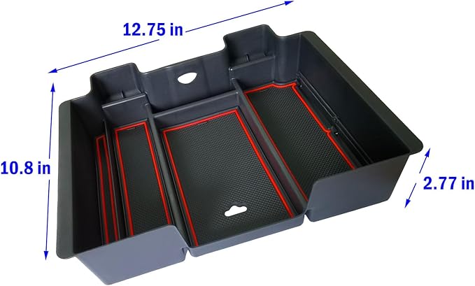 Zxiaochun Full Size Center Console Armrest Box Organizer Tray for 2019-2022 Chevy Silverado/GMC Sierra 1500 and 2020-2023 Silverado/Sierra 2500/3500 HD (Full Console w/Bucket Seats ONLY) Red Trim