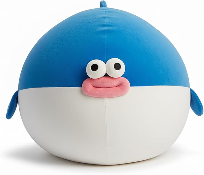 Kids Bean Bag Chair Cover Stuffed Animals Storage - Soft Plush Washable Pufferfish Bean Bag Chair for Boys & Girls, XLarge Toy Storage Organizer Blue Fat Fish Cover Only Without Filling