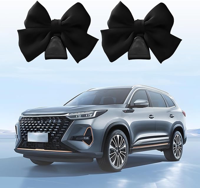Cute Bow Car Seat Headrest Hooks, 2PCS Multifunctional Vehicle Rear Seat Hanging Hooks, Automotive Interior Seatback Storage Organizer for Purses Bags, Universal for SUV Sedan Truck (Black)