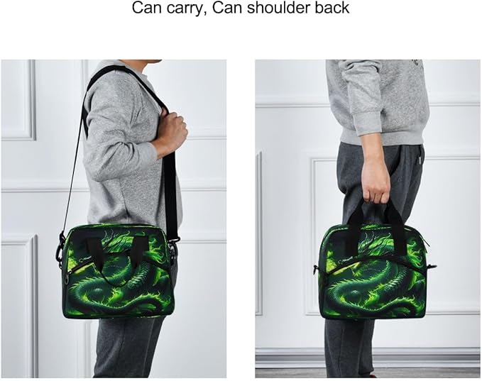 Lunch Bag for Kids Green Fire Dragon Cooler Lunch Box Large Capacity Lunch Organizer for Boys Girls