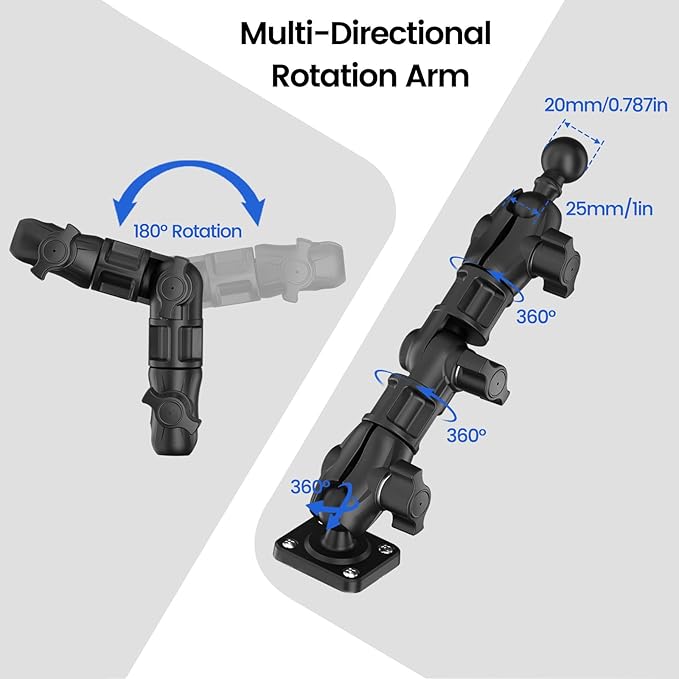 OHLPRO Tablet Mount for Car & Truck Dashboard - 360° Swivel Adjustable Multi-Joint 2 Stage Arm, Universal Heavy Duty Tablet Holder for iPad Pro/Air/Mini, iPhone 5"-13" Devices, Mounting Hardware