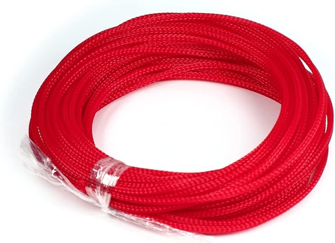 Aicosineg Cable Sleeve Braided Sleeving PET Wire Loom Tubing Cable 32.81ft-1/8inch Wrap Protector for HiFi Audio and Video Headphone Cable Protect Wires from Chewing of Pets Red