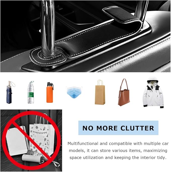 Car Seat Headrest Hook, Microfiber Leather Hanger Holder Hook for Hanging Purse and Bag, Universal Vehicle Back Seat Organizer Hook for Grocery Bag Handbag Coat (Beige)