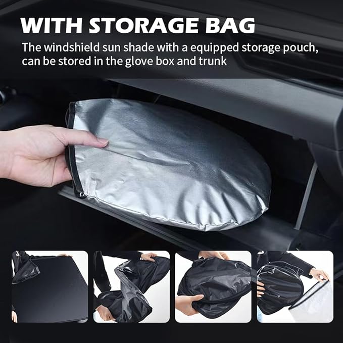 55.12 * 27.56" Windshield Sun Shade Foldable,Upgraded 210T Radium Titanium Silver Car Windshield Cover with Storage Pouch for Automotive Interior Protection,Universal Car Sun Shade (55.12*27.56 inch)